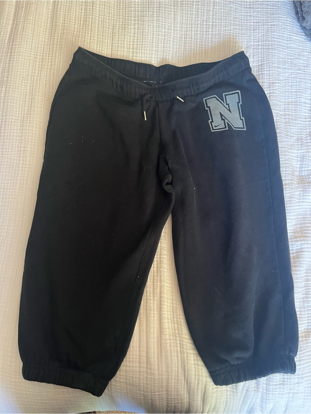 Nike Black Capri Sweatpants with Grey 'N' Patch